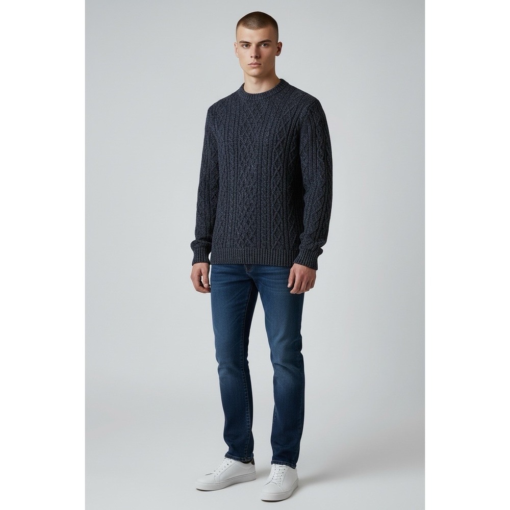 Bonobos Wool Blend‎ Cable Knit Navy White Speckled Sweater / Men's Large Slim